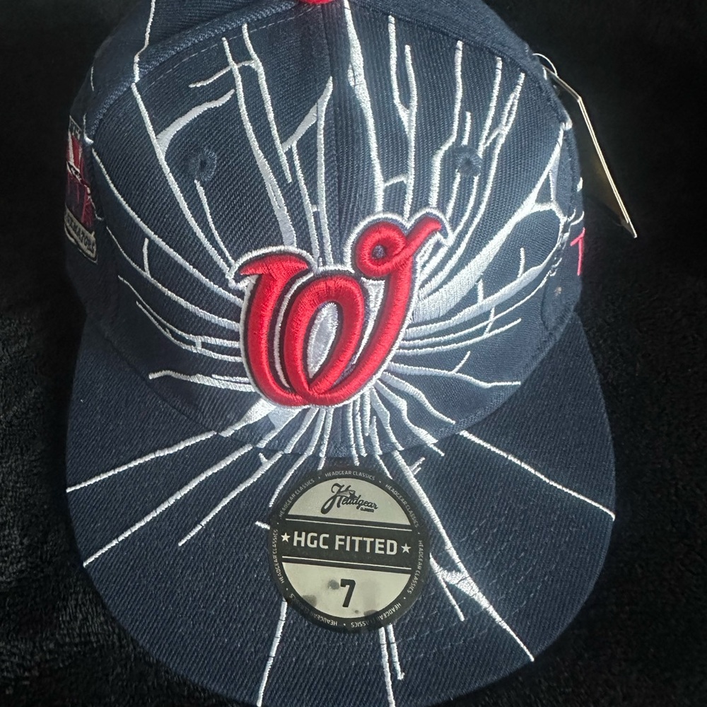 Navy and Red Fitted Cap with Logo